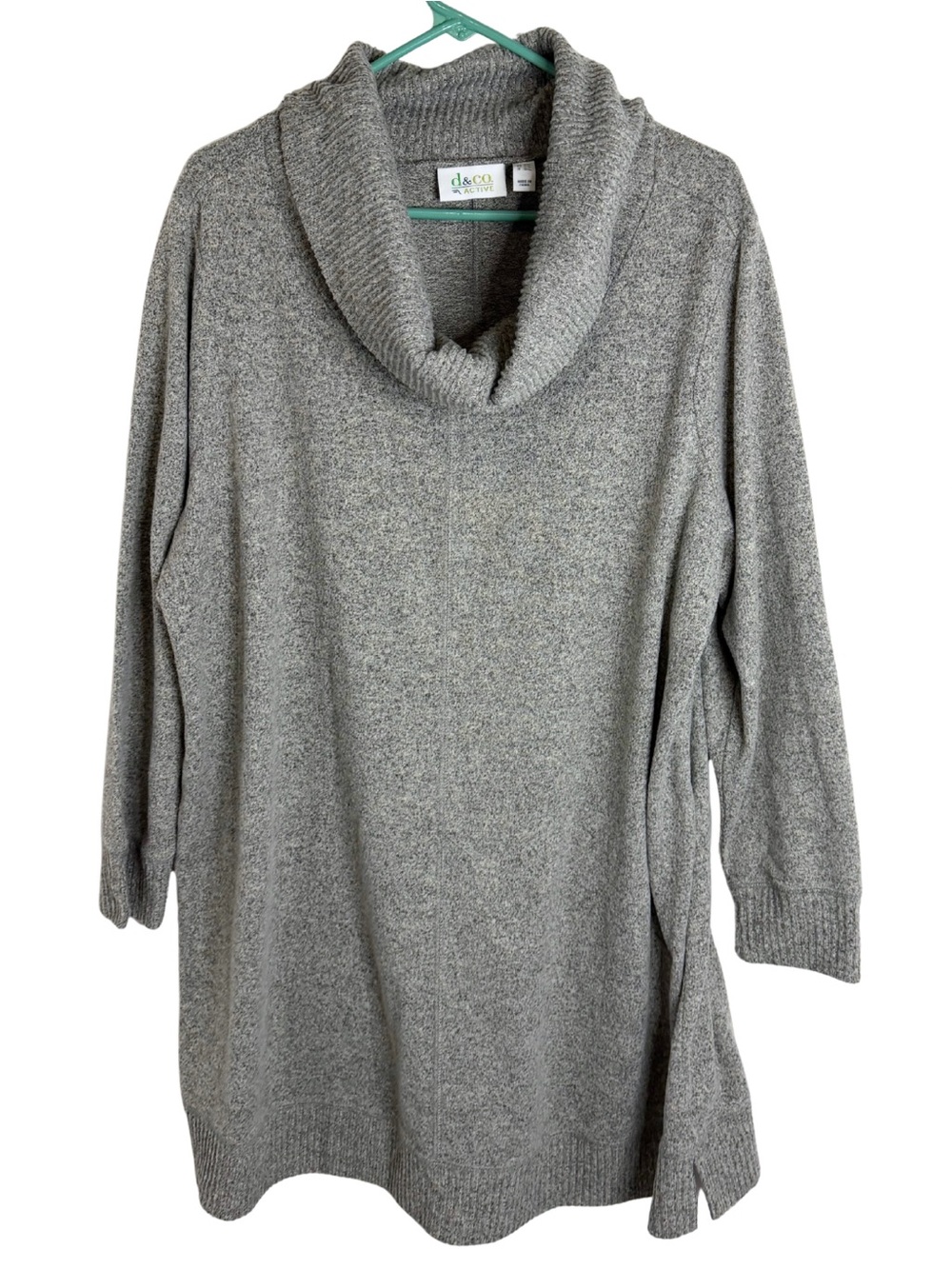 3/$20 D & Co. Gray Cowl Neck Long Sleeve Knit Tunic Sweater Size 2X